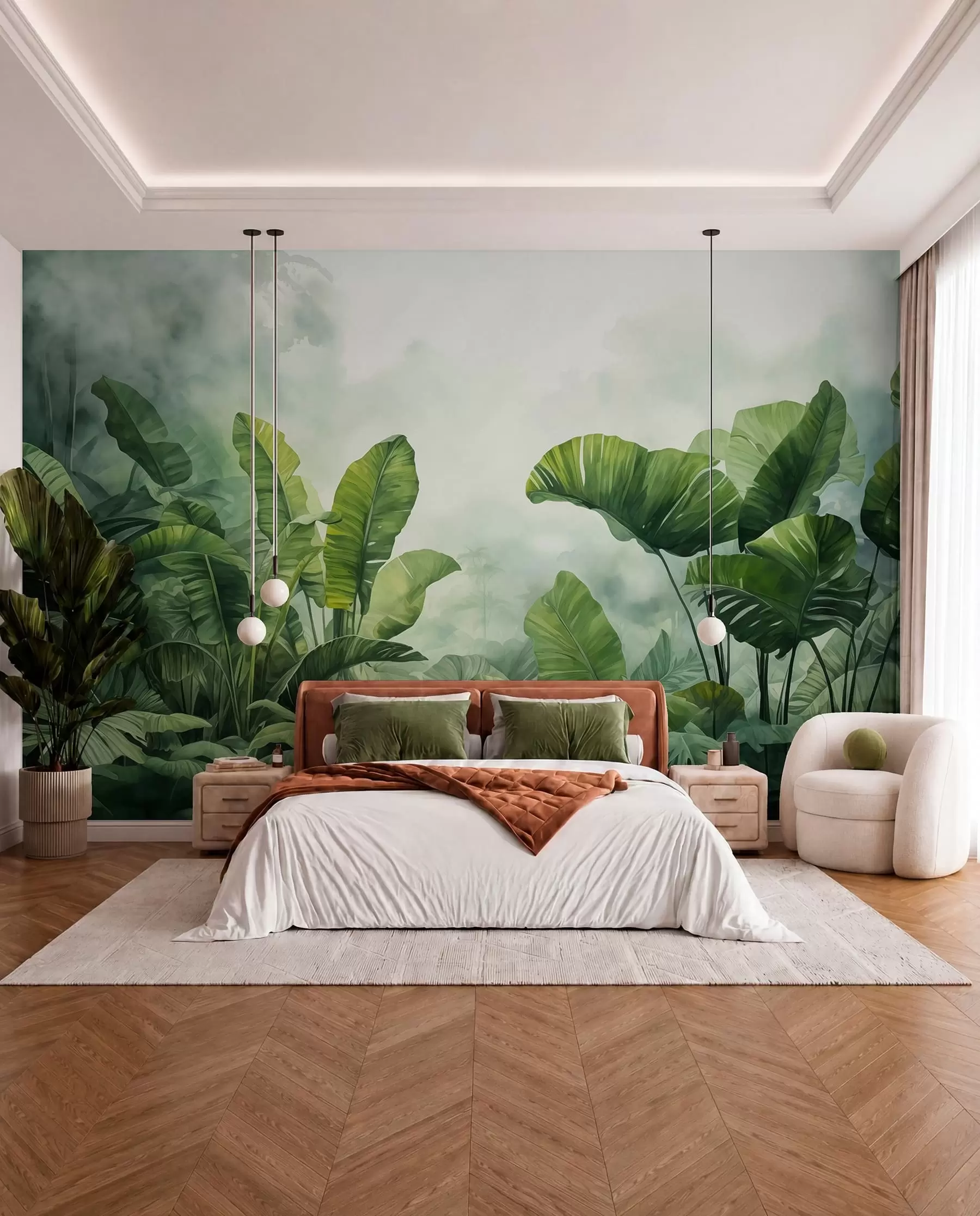 carta da parati Foglie tropicali nella nebbia nr. w01868