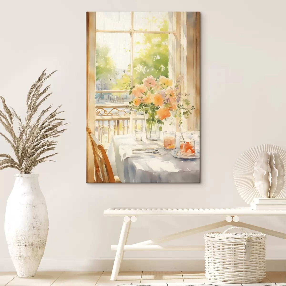 carta da parati Cena romantica, acquerello, stile boho, fiori, natura nr. s41165