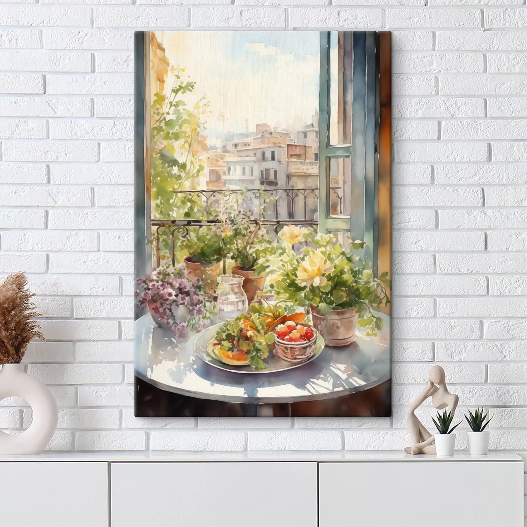 carta da parati Cena romantica con vista sulla città, acquerello, floreale nr. s41168
