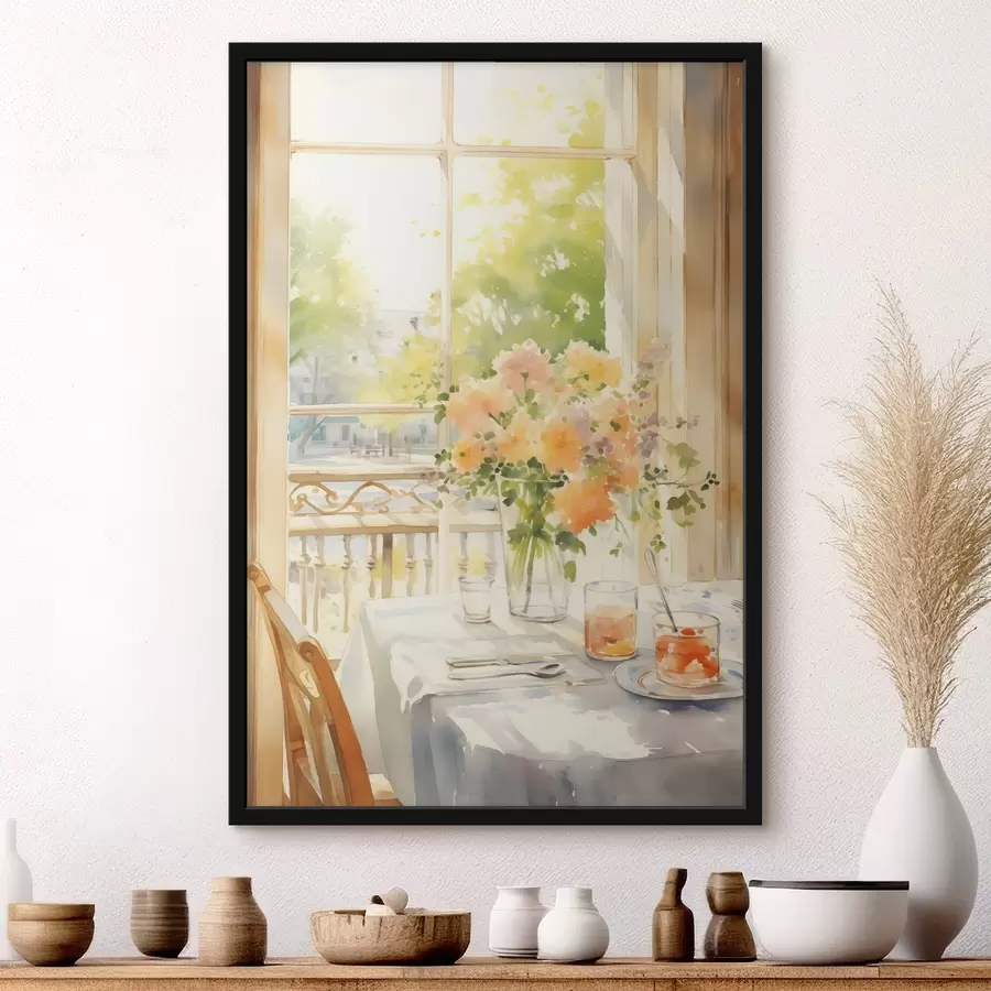 carta da parati Cena romantica, acquerello, stile boho, fiori, natura nr. f41165