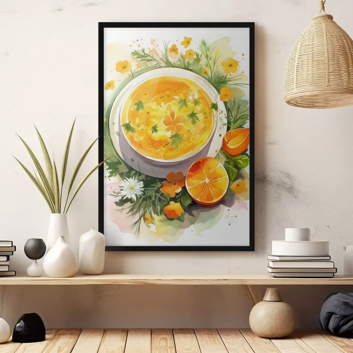 Poster Zuppa di zucca, acquerello, colori autunnali, arancione f41170