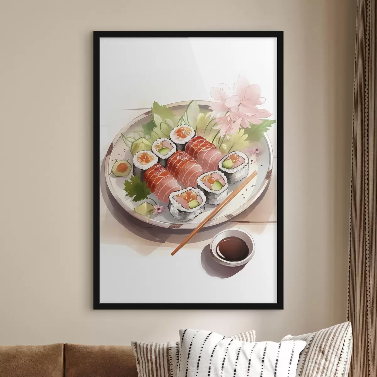 Poster Acquerello sushi, floreale, giapponese f41181