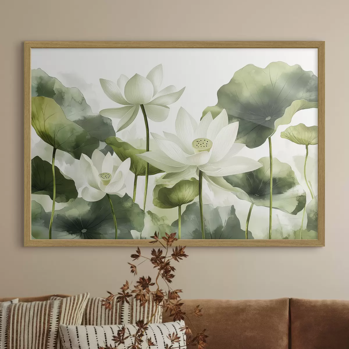 Poster Bellissimi fiori di loto acquerellati f41227