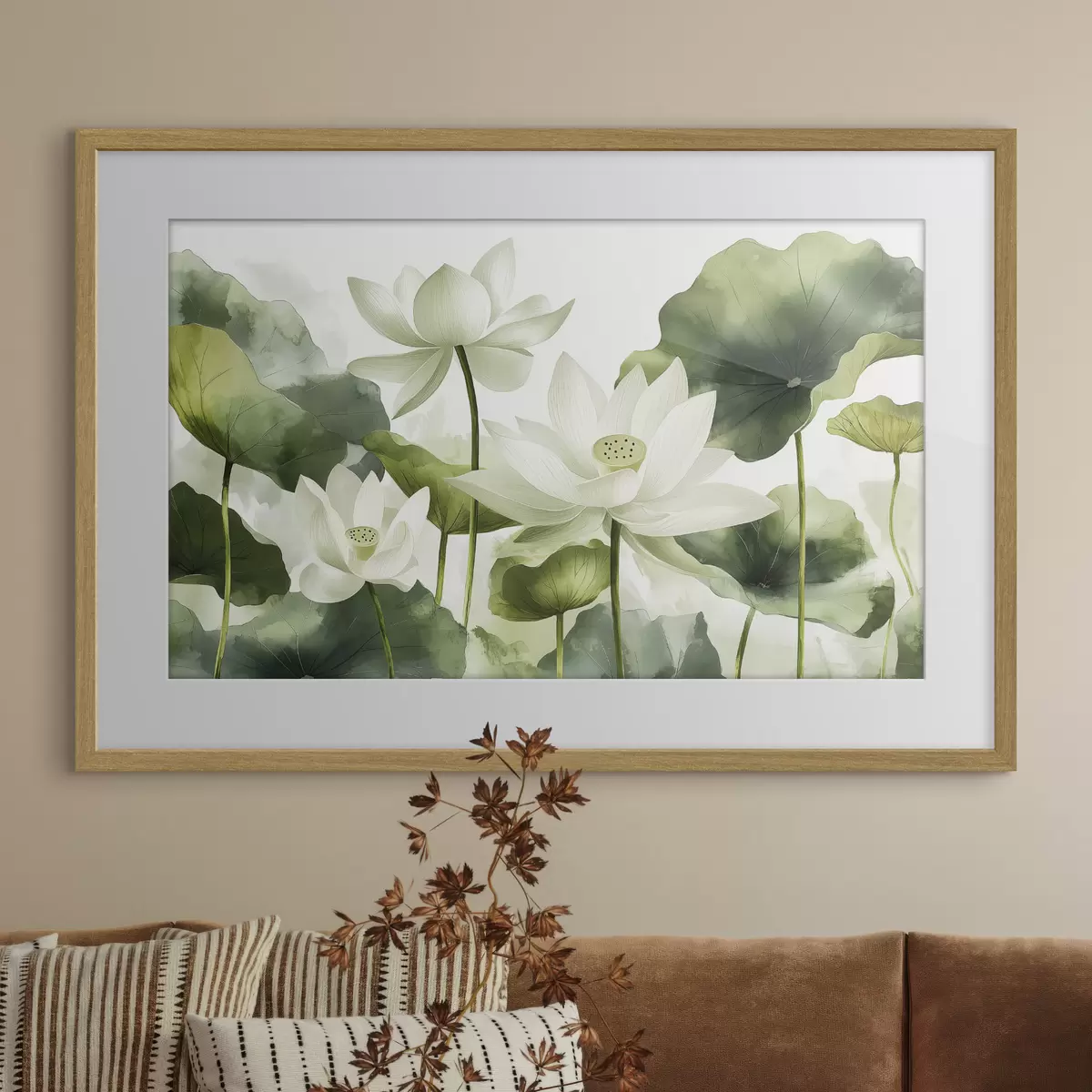 Poster Bellissimi fiori di loto acquerellati f41227