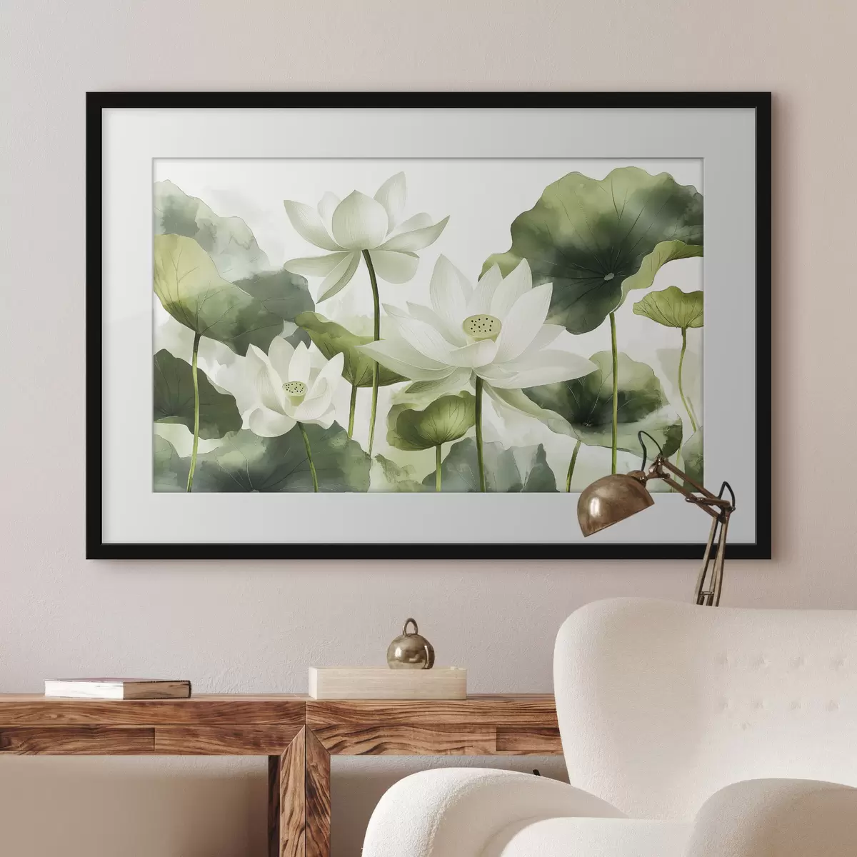 Poster Bellissimi fiori di loto acquerellati f41227