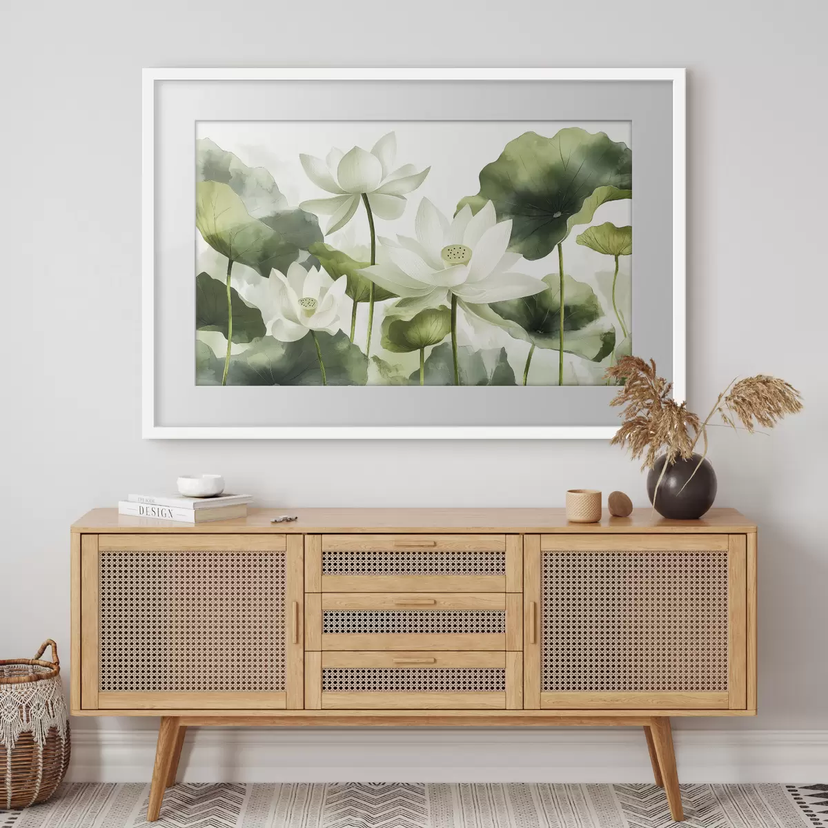 Poster Bellissimi fiori di loto acquerellati f41227