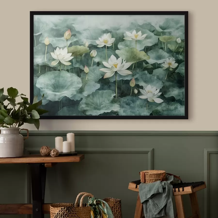 carta da parati Loto nello stagno, acquerello, verde nr. f41228