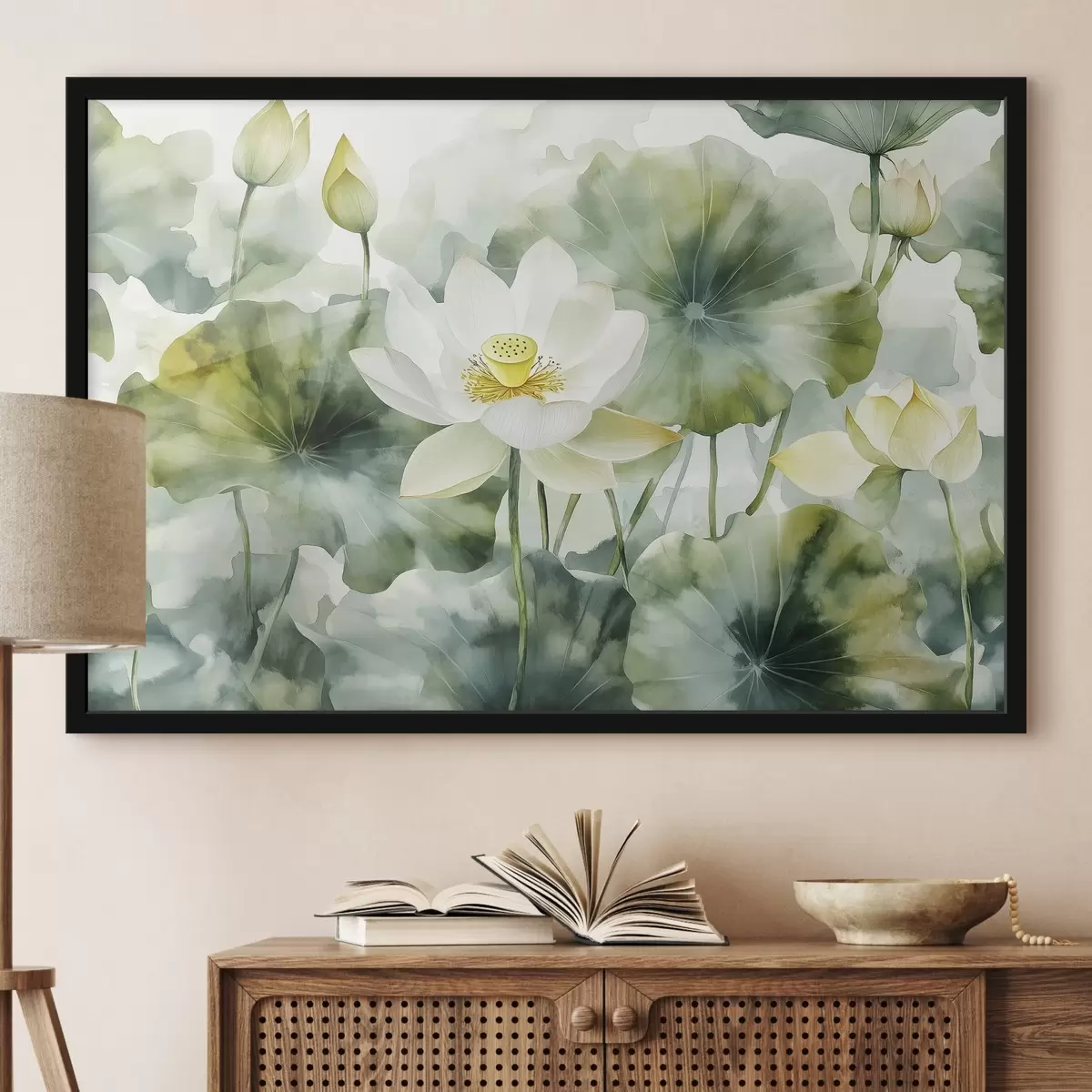 Poster Fiori di loto, acquerello morbido, floreale f41229