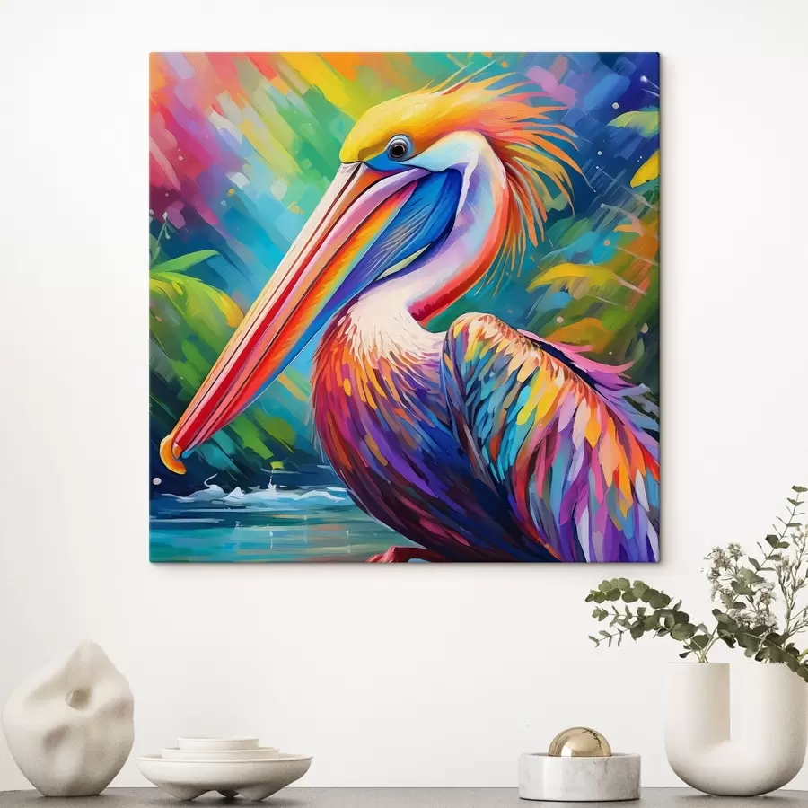 carta da parati Pellicano vivace su uno sfondo colorato nr. s39054