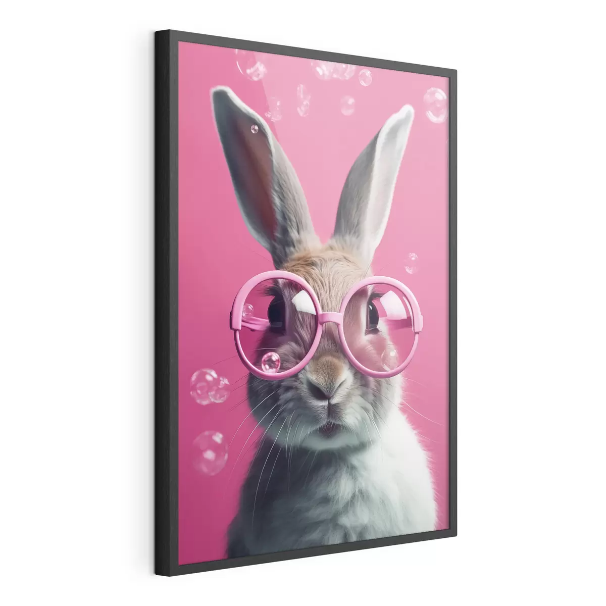 Poster Coniglio con occhiali rosa su sfondo rosa f41280