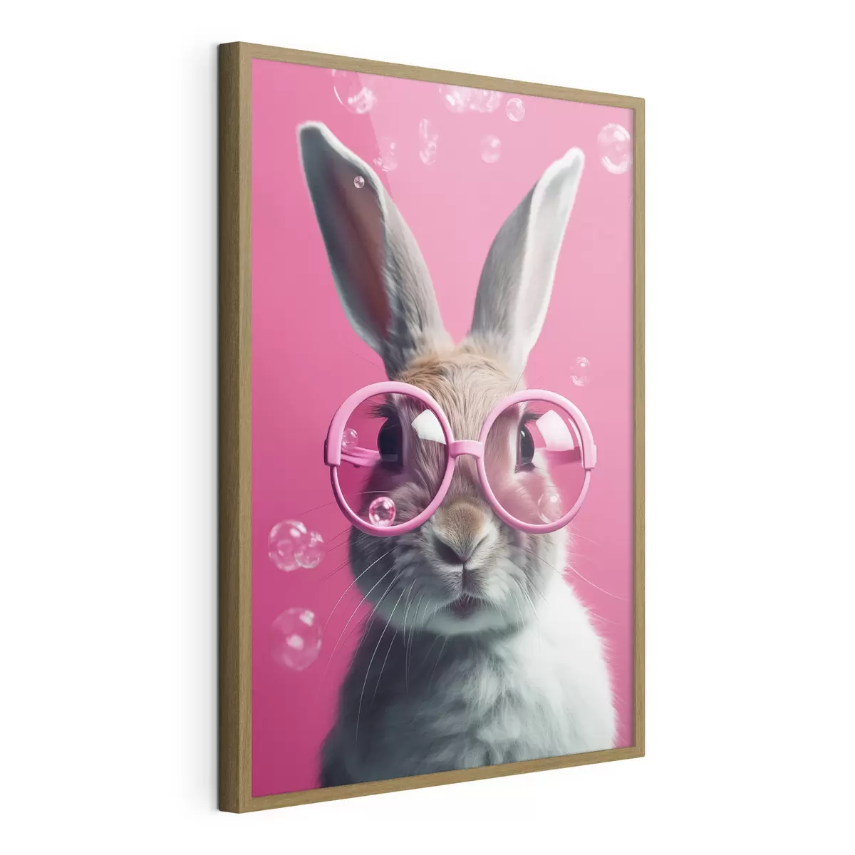 Poster Coniglio con occhiali rosa su sfondo rosa f41280