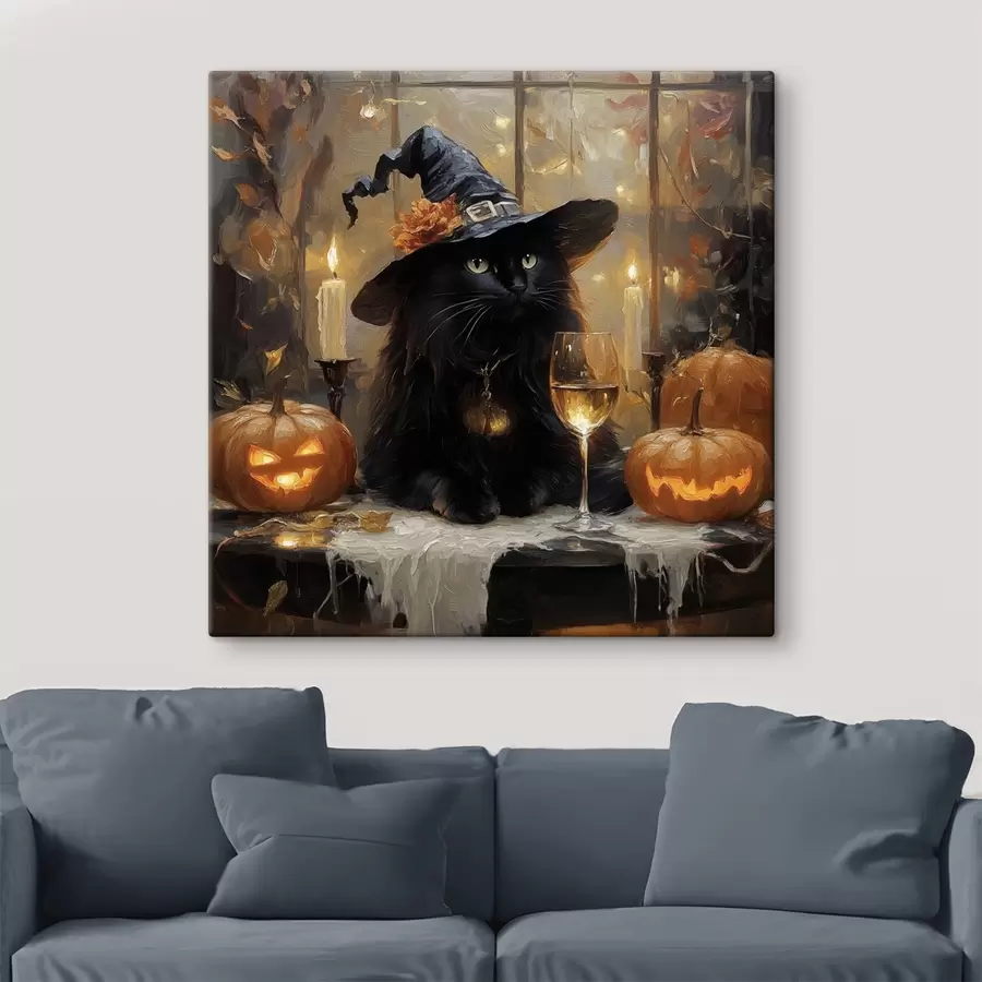 carta da parati Gatto nero con zucche nr. s41349