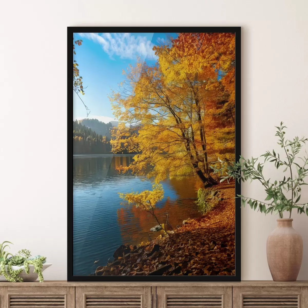Poster paesaggio autunnale sul lago f41407