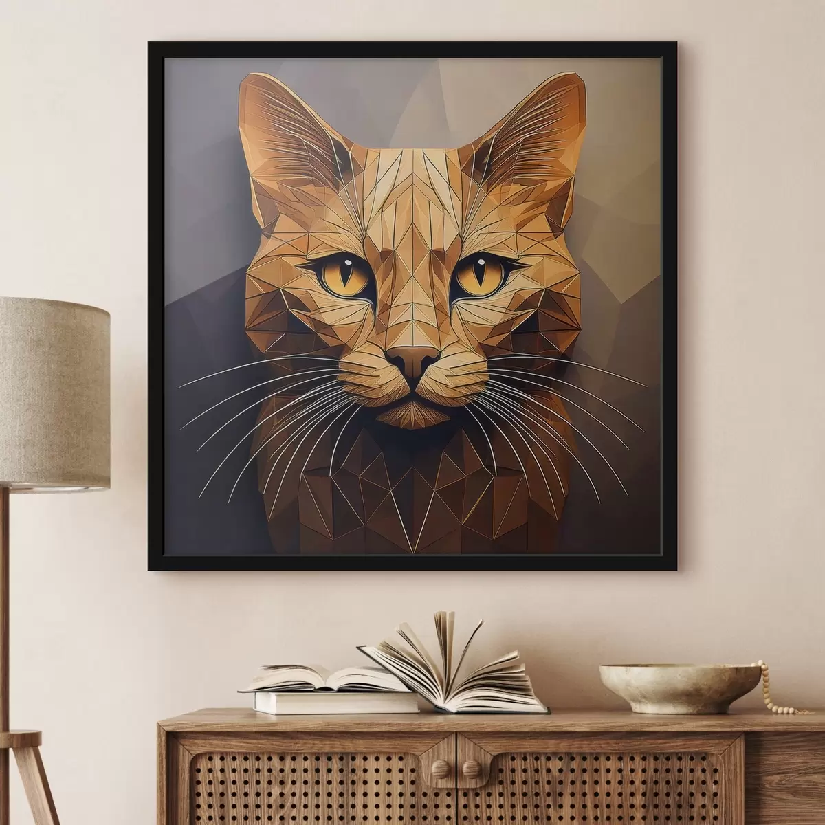Poster gatto fatto di forme geometriche f41409