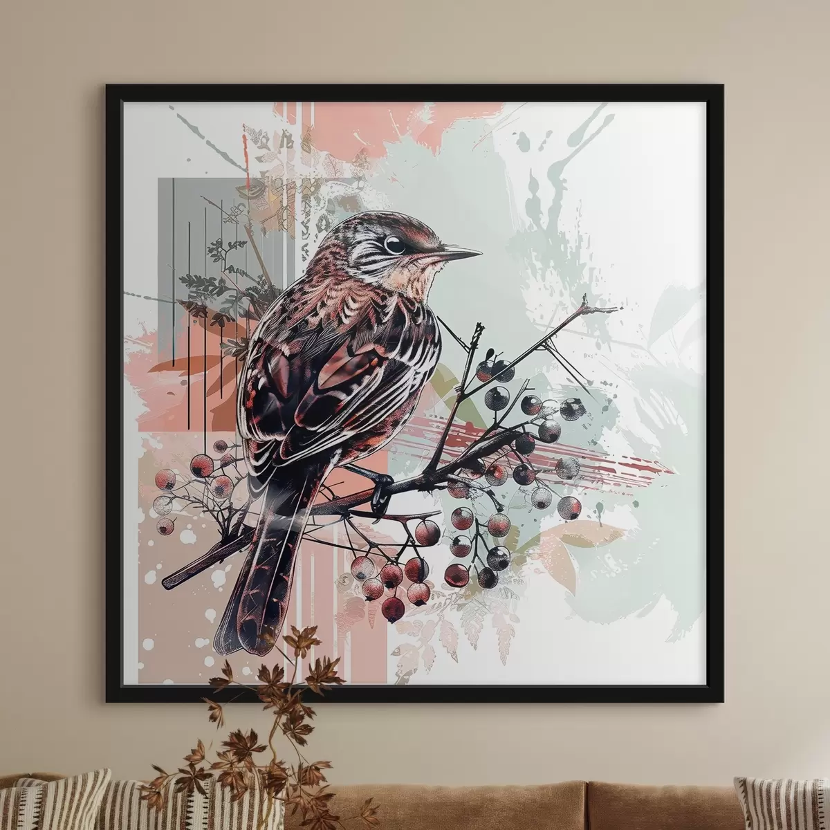 Poster Un uccello su un ramo f38273