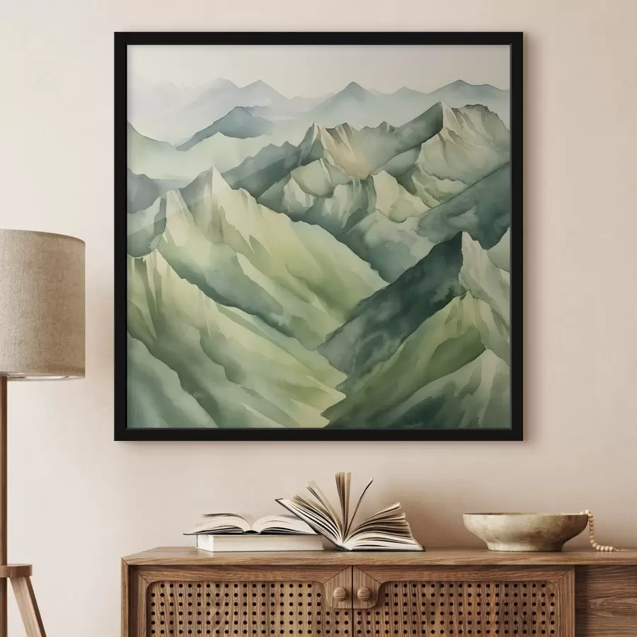 carta da parati Montagne serene dalle morbide sfumature verdi nr. f38909