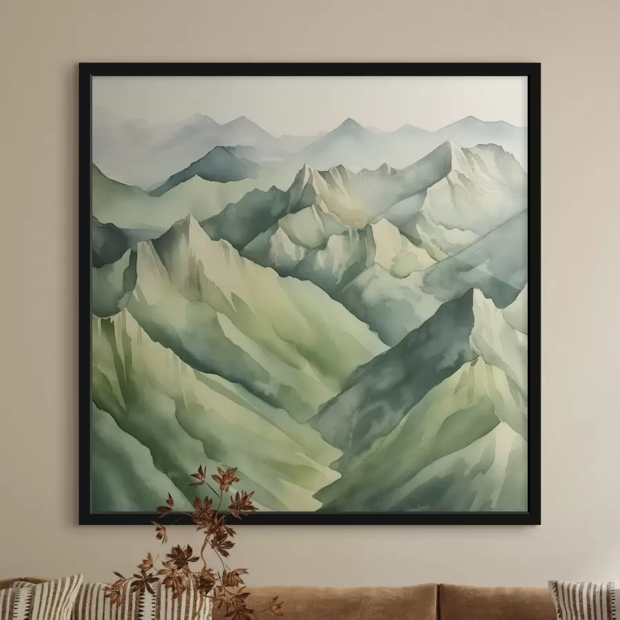 carta da parati Montagne serene dalle morbide sfumature verdi nr. f38909