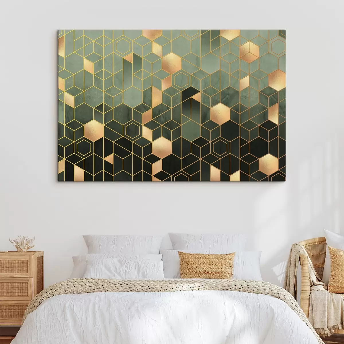 carta da parati Eleganza geometrica smeraldo e ambra nr. s36602v2