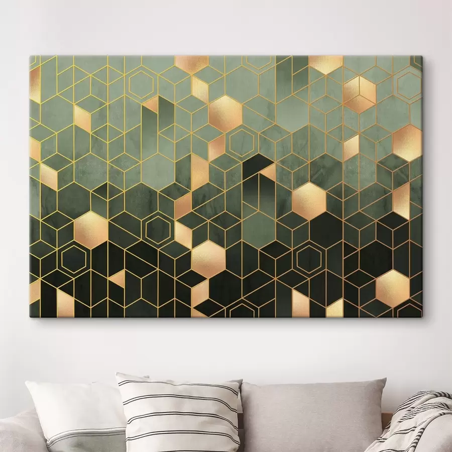 carta da parati Eleganza geometrica smeraldo e ambra nr. s36602v2