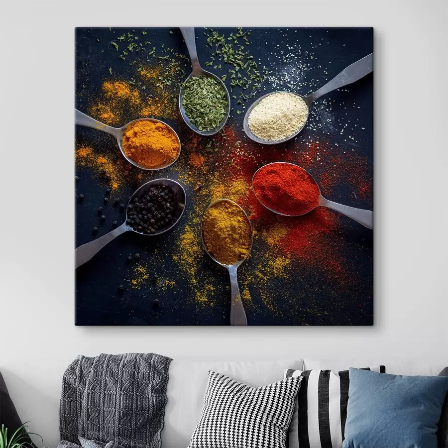 carta da parati Un gruppo di cucchiai con diverse spezie nr. s37046