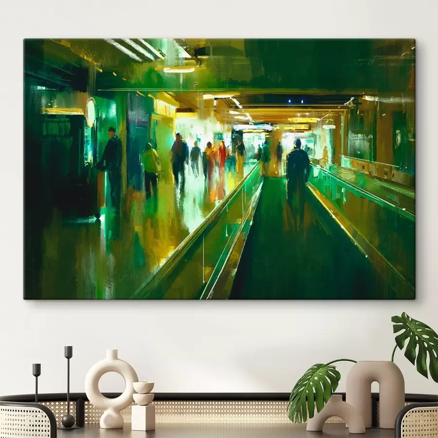 carta da parati Un gruppo di persone che cammina su una scala mobile nr. s37103