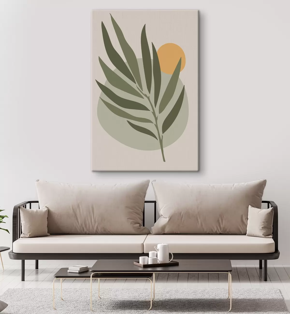 carta da parati Una foglia verde con un cerchio giallo nr. s37442