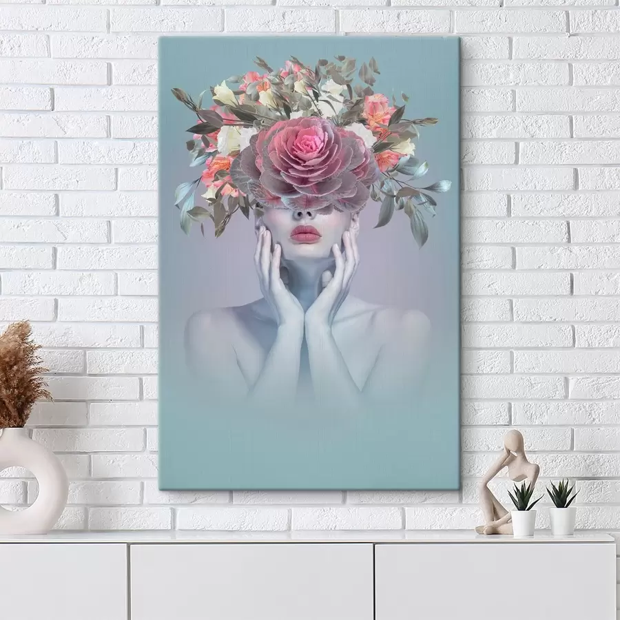 carta da parati Una donna con fiori in testa nr. s37479