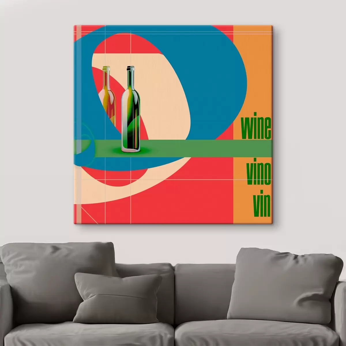 carta da parati Una bottiglia di vino su uno sfondo colorato nr. s37639