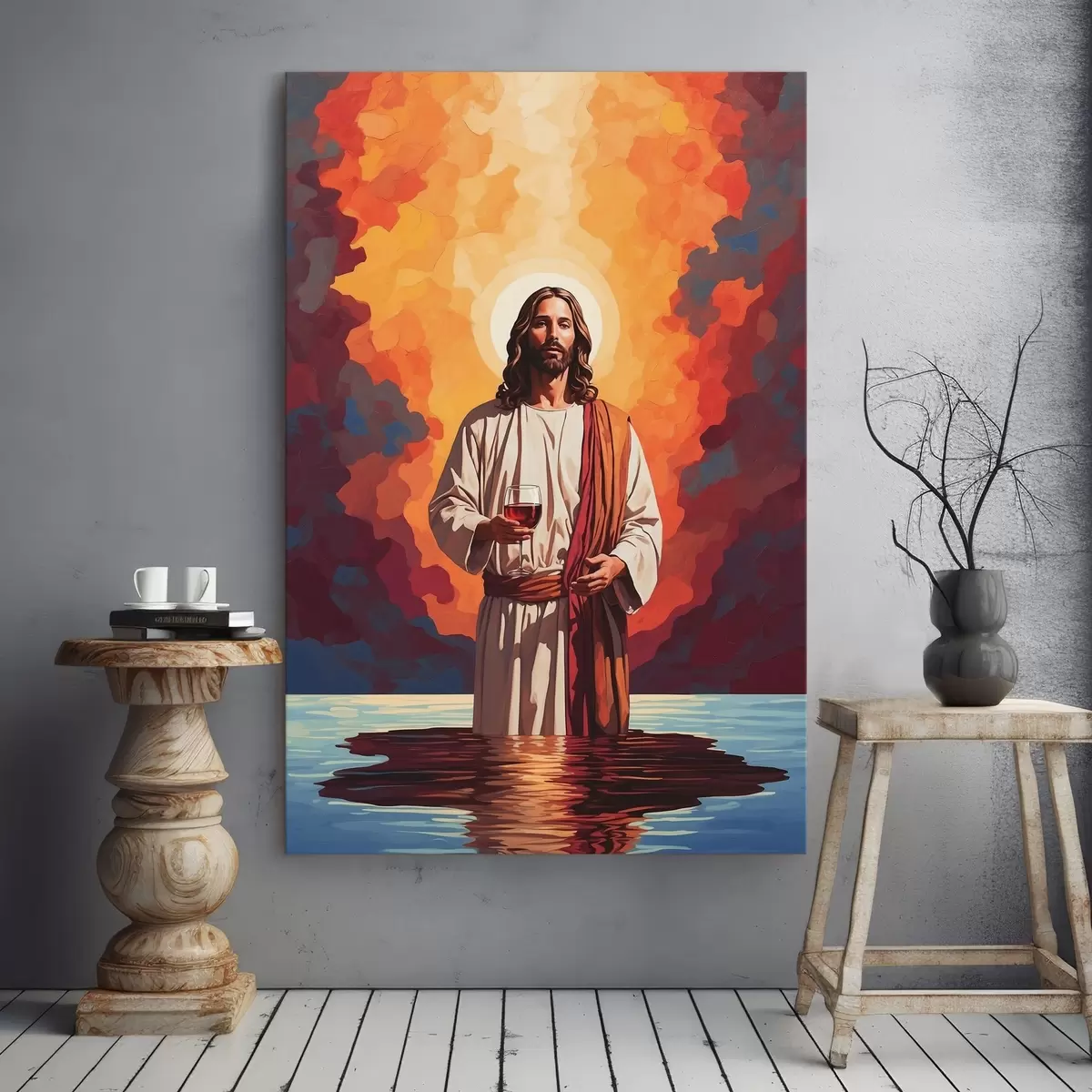 carta da parati Pittura di un uomo con un bicchiere di vino in mano nr. s38125