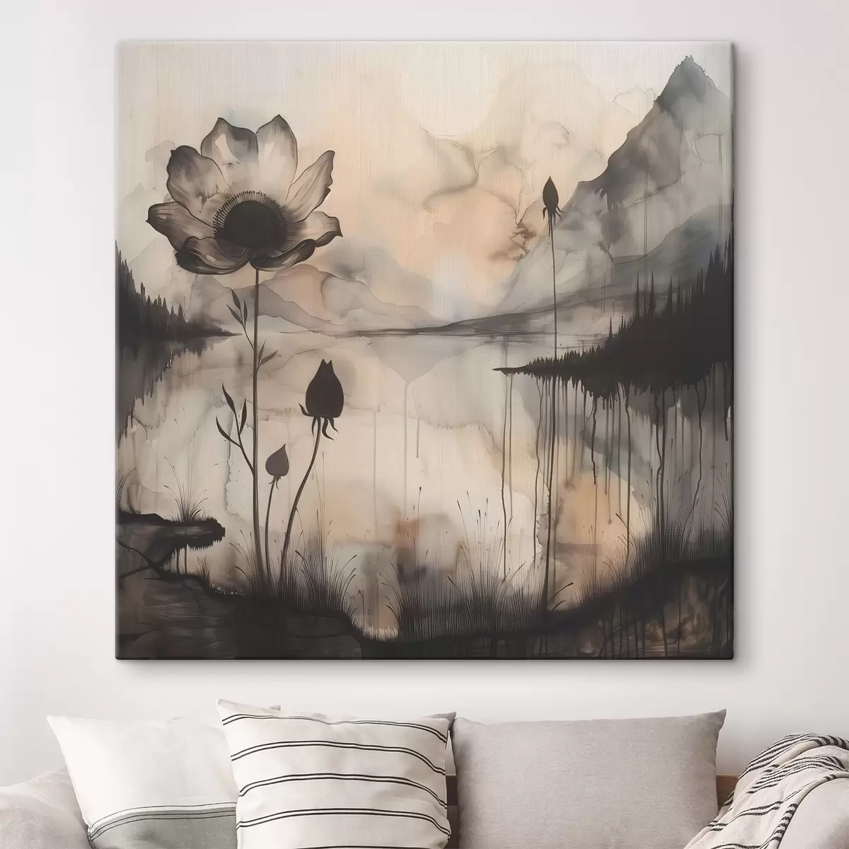 carta da parati Pittura di un fiore e di un lago nr. s38161