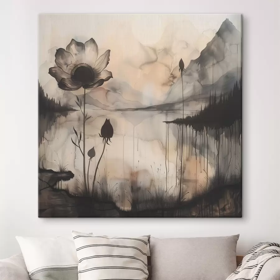 carta da parati Pittura di un fiore e di un lago nr. s38161