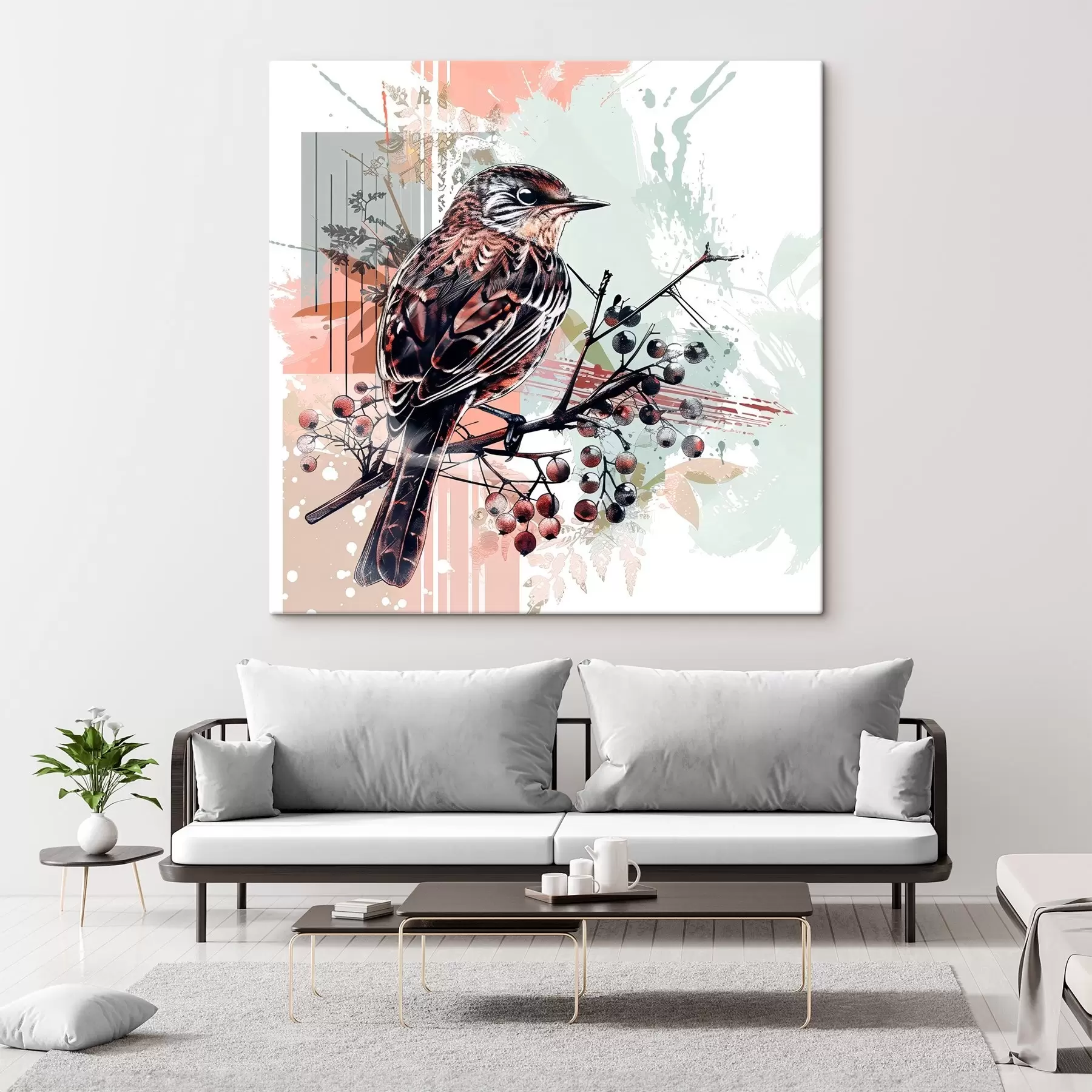 carta da parati Un uccello su un ramo nr. s38273