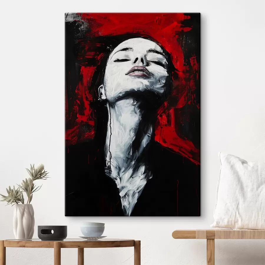 carta da parati Quadro di una donna con gli occhi chiusi con l'Andy Warhol Museum sullo sfondo. nr. s38557