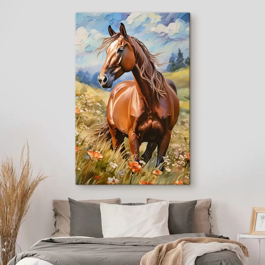 carta da parati Un cavallo in un campo di fiori nr. s38728