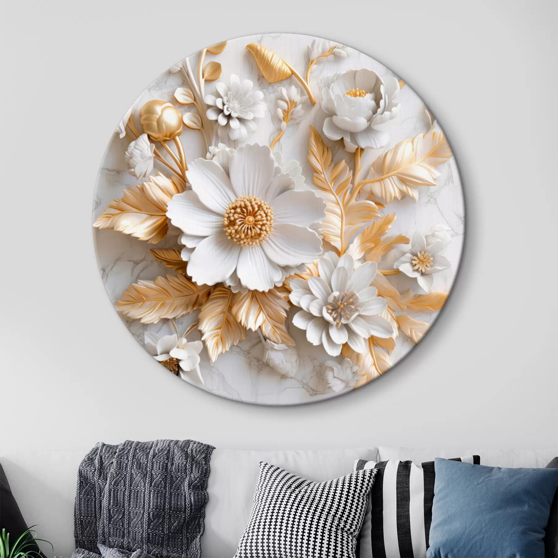 carta da parati Delicati fiori beige con effetto 3D nr. r32778