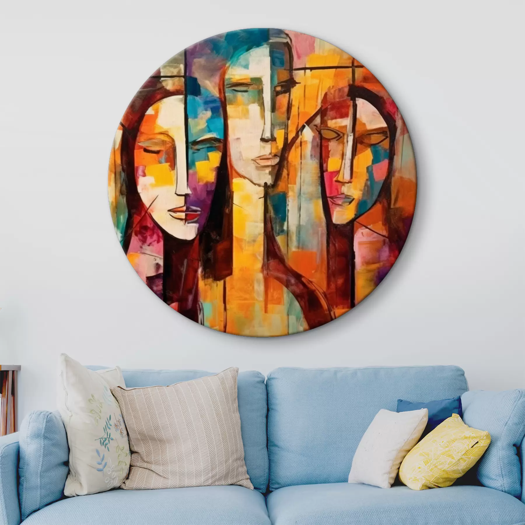 carta da parati 3 volti surreali in tonalità arancione acceso nr. r33845