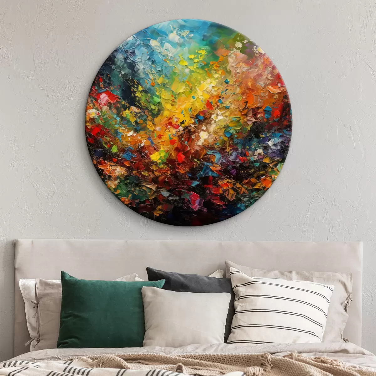 Quadri rotondi Un'esplosione di colori vivaci in stile impressionista r34451