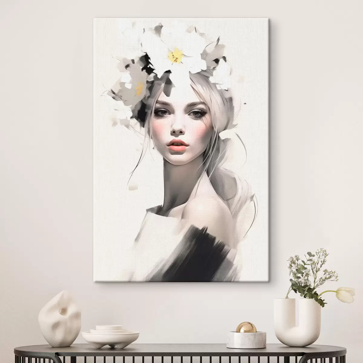 carta da parati Ragazza modello con fiori tra i capelli nr. s41321