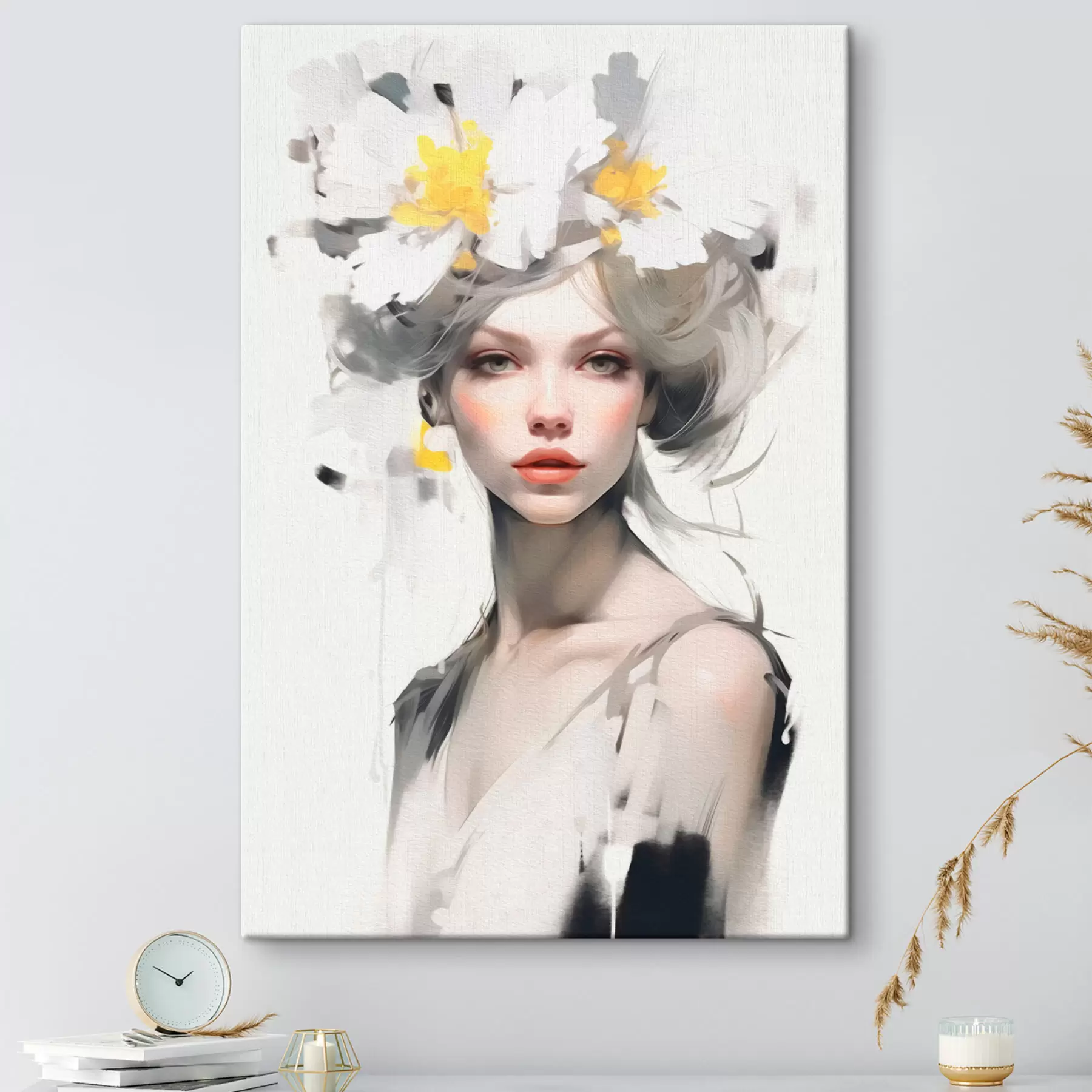 carta da parati Modella con fiori in testa nr. s41322