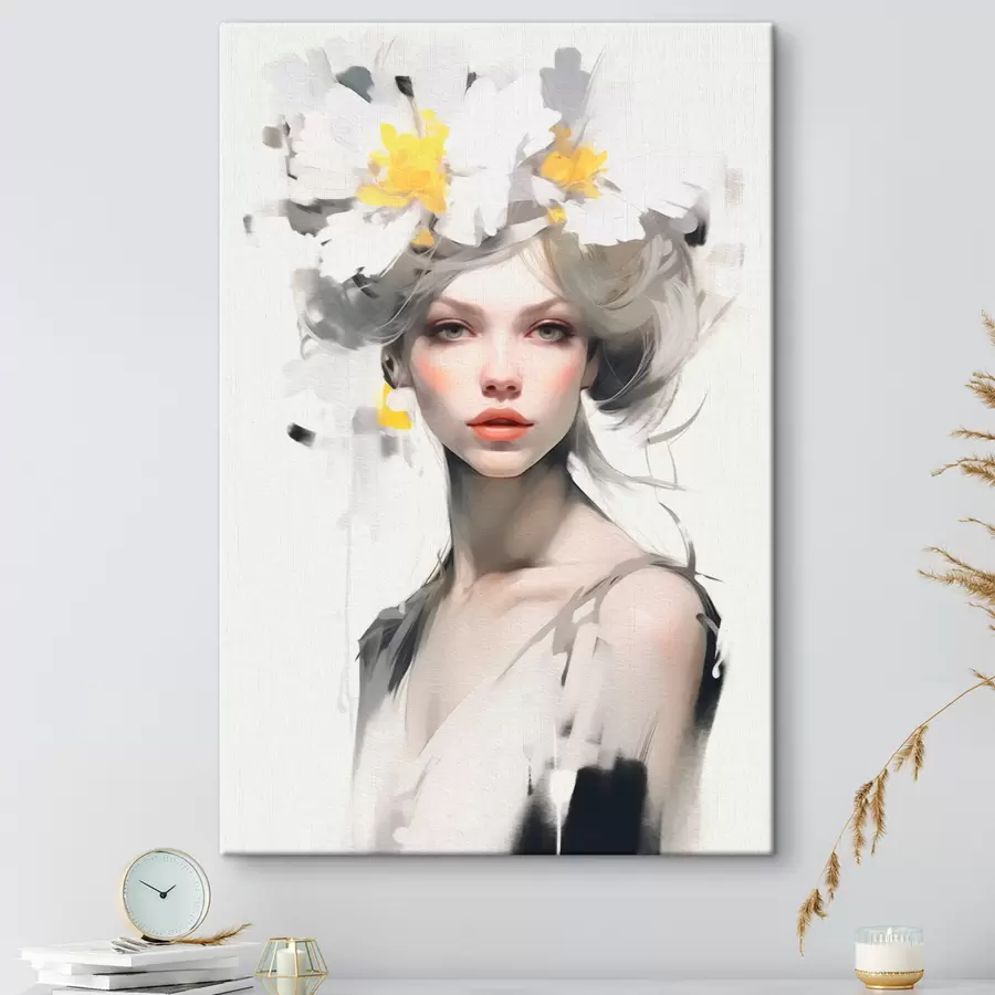 carta da parati Modella con fiori in testa nr. s41322