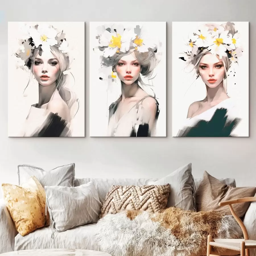 carta da parati Ragazza modello con fiori tra i capelli nr. m00375