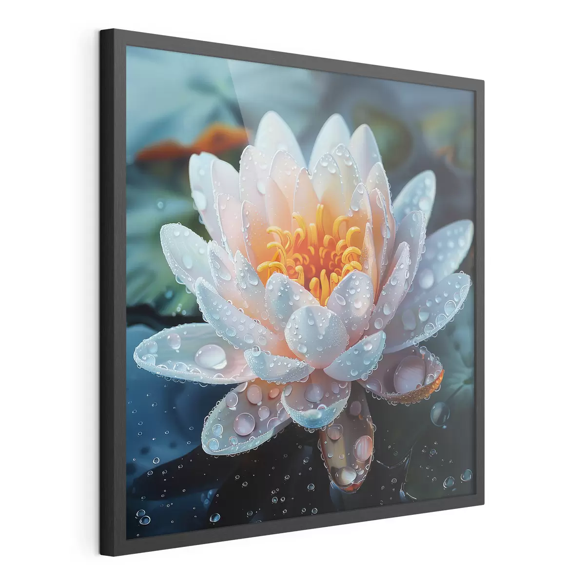 Poster Fiore di loto con gocce di rugiada f41433