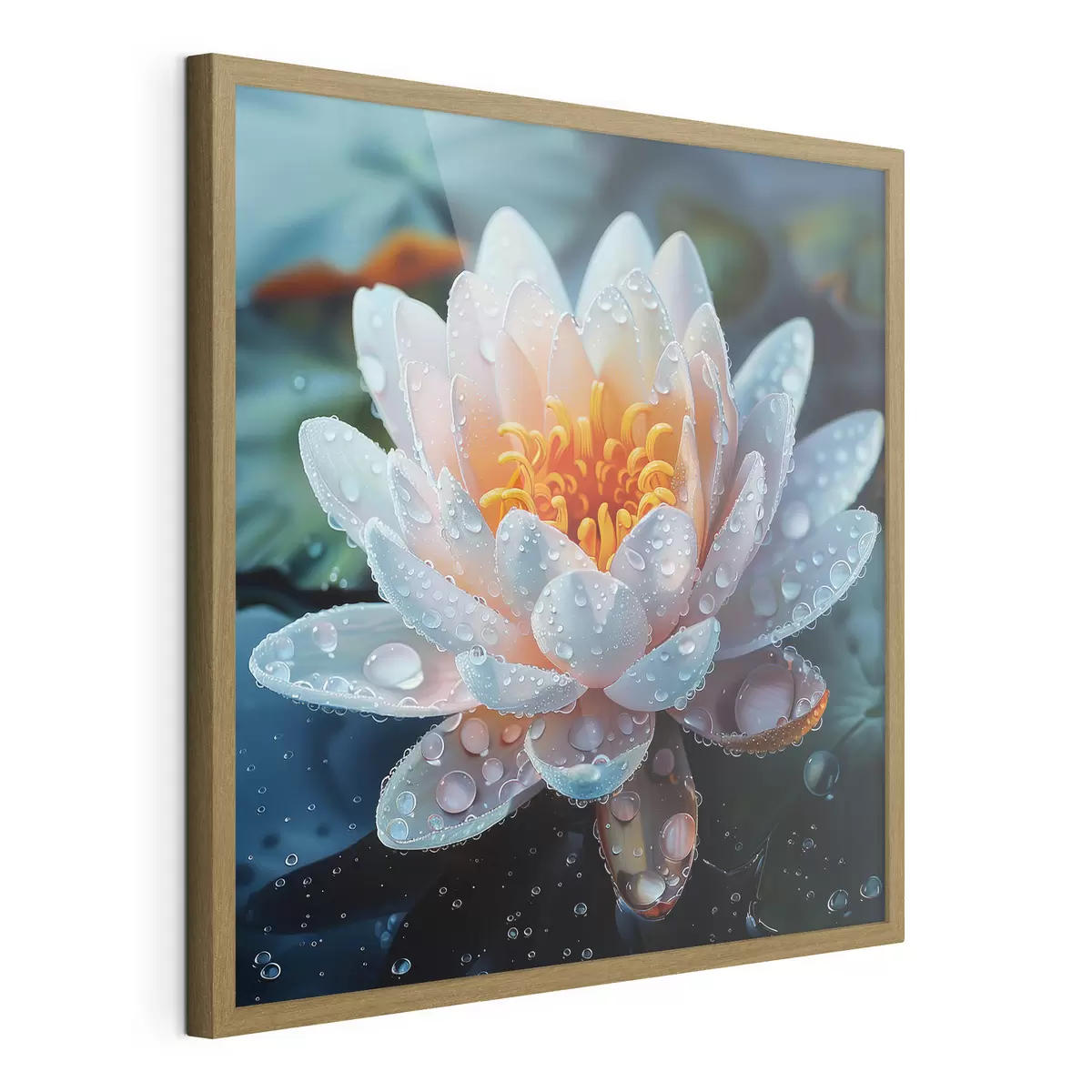 Poster Fiore di loto con gocce di rugiada f41433