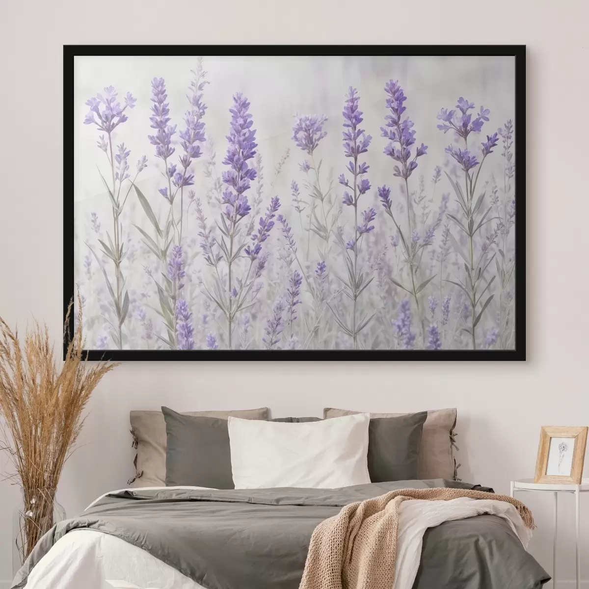 Poster Un campo di fiori viola e lavanda su uno sfondo sfocato e strutturato f41265