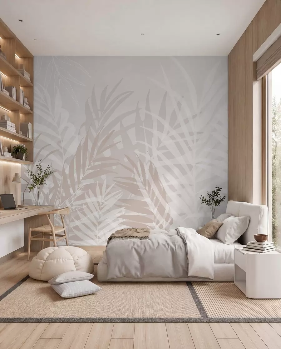 Carta da parati Foglie 3D Foglie tropicali di tendenza