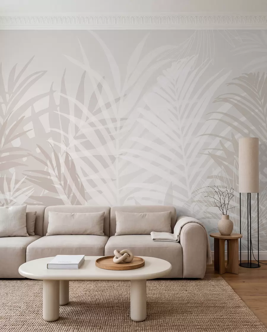 Carta da parati Foglie 3D Foglie tropicali di tendenza