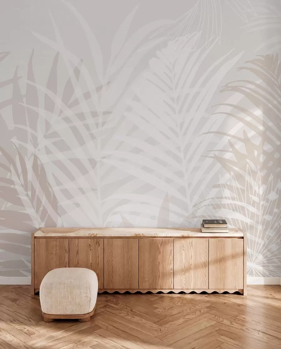 Carta da parati Foglie 3D Foglie tropicali di tendenza