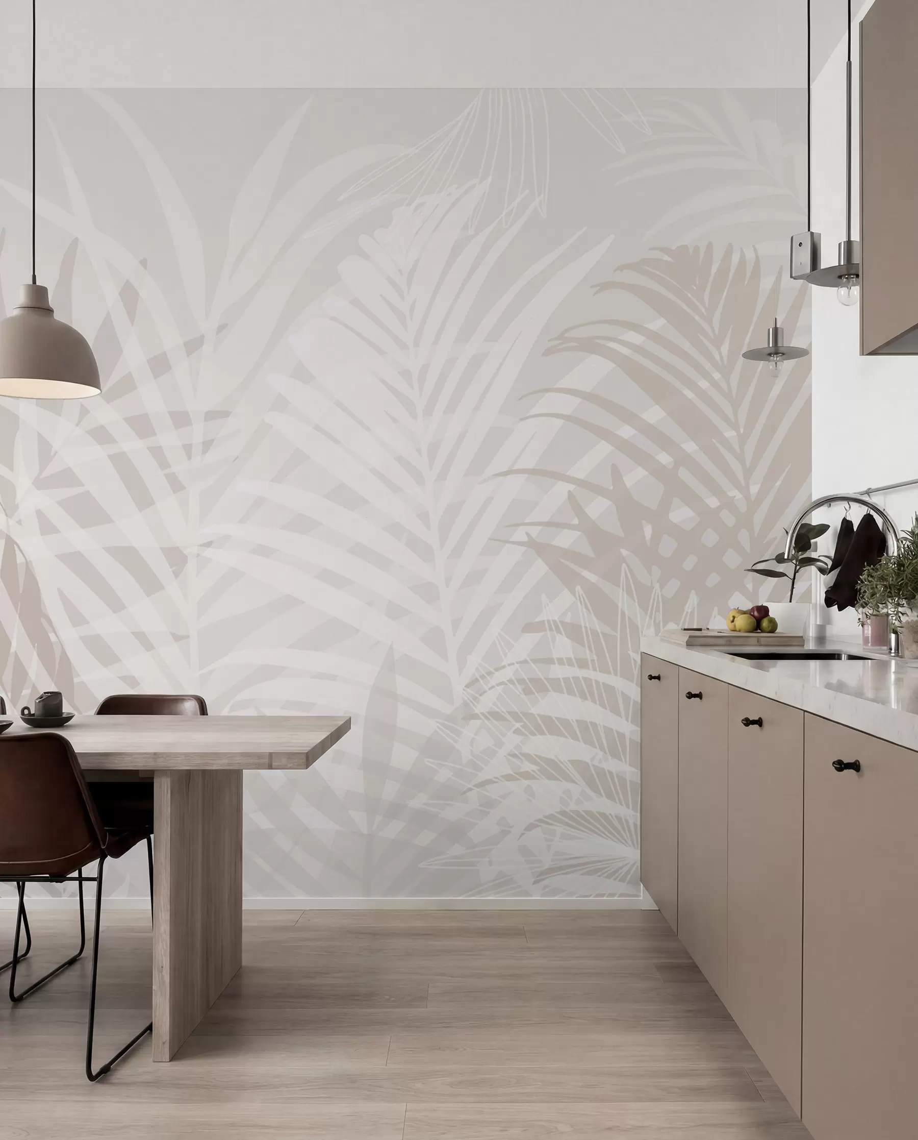 Carta da parati Foglie 3D Foglie tropicali di tendenza
