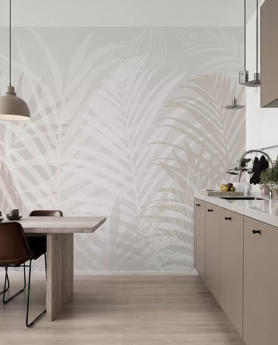 Carta da parati Foglie 3D Foglie tropicali di tendenza