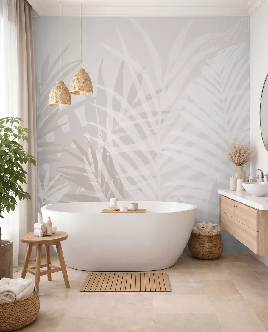 Carta da parati Foglie 3D Foglie tropicali di tendenza